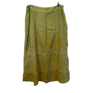 Sundance Skirt Crochet Knee Mid Gauze Length A Line Medium Green Boho Prairie